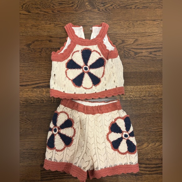 SEA New York x Zara Kids Crochet Set 6–7 – Tank Top & Shorts Floral Knit Matchin - Picture 1 of 5